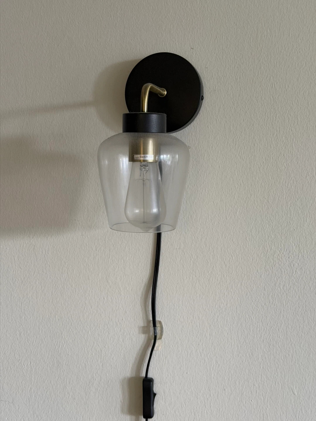 Wall Sconce Lamp with Clear Glass Shade (2 piece set)