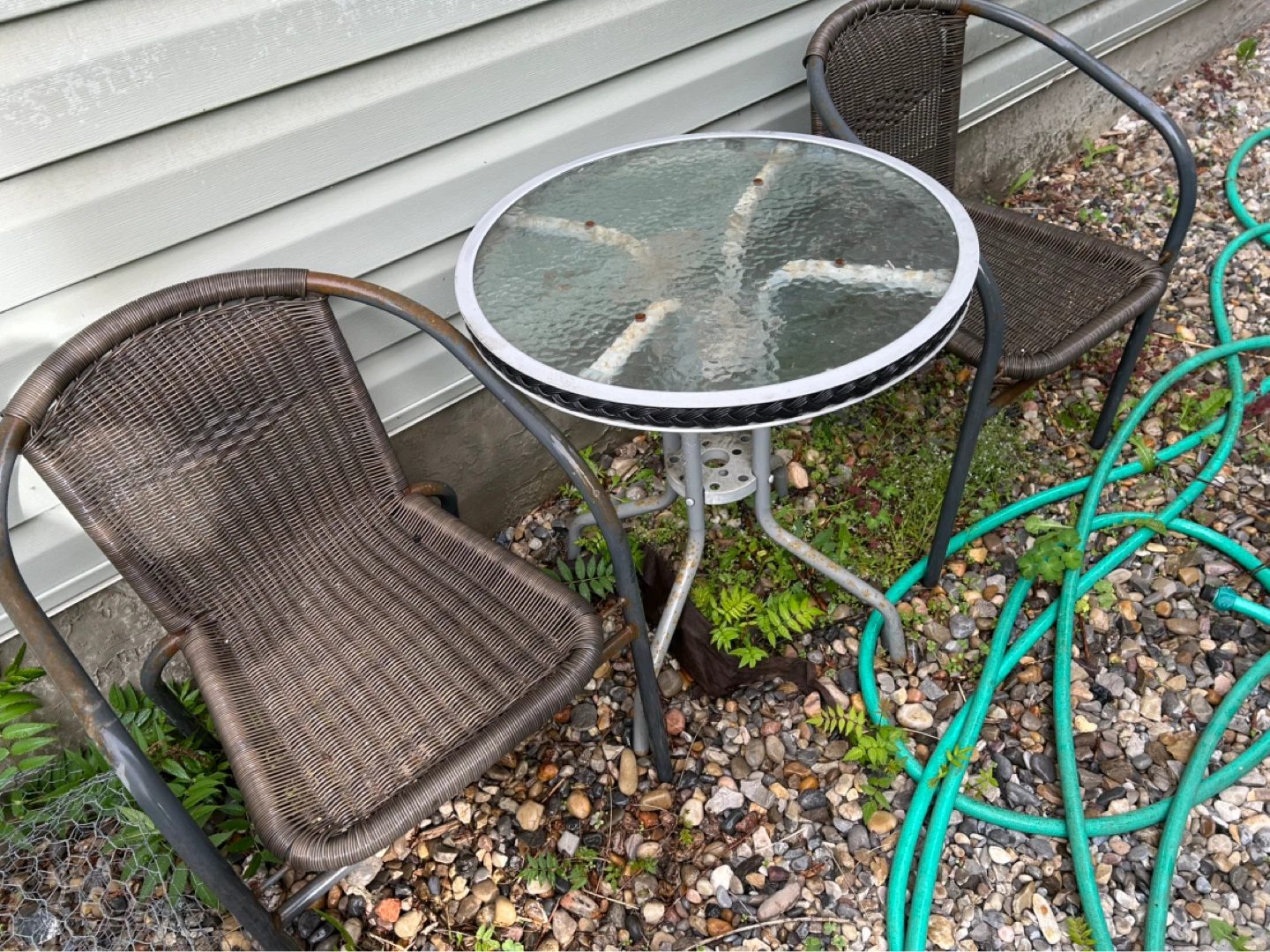 Glass Top Bistro Set with 2 Chairs