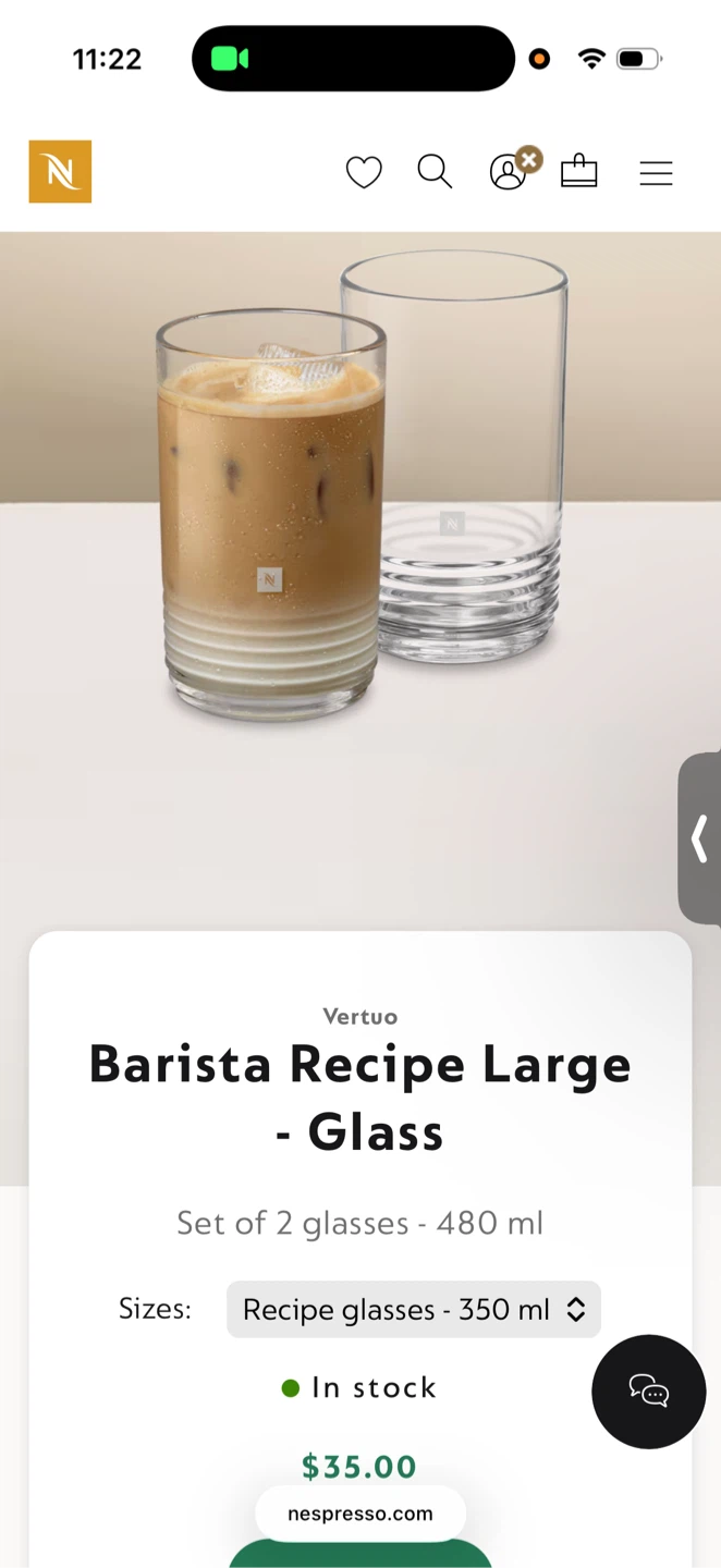 🆕 Nespresso Barista Recipe Large Glasses - Set of 2