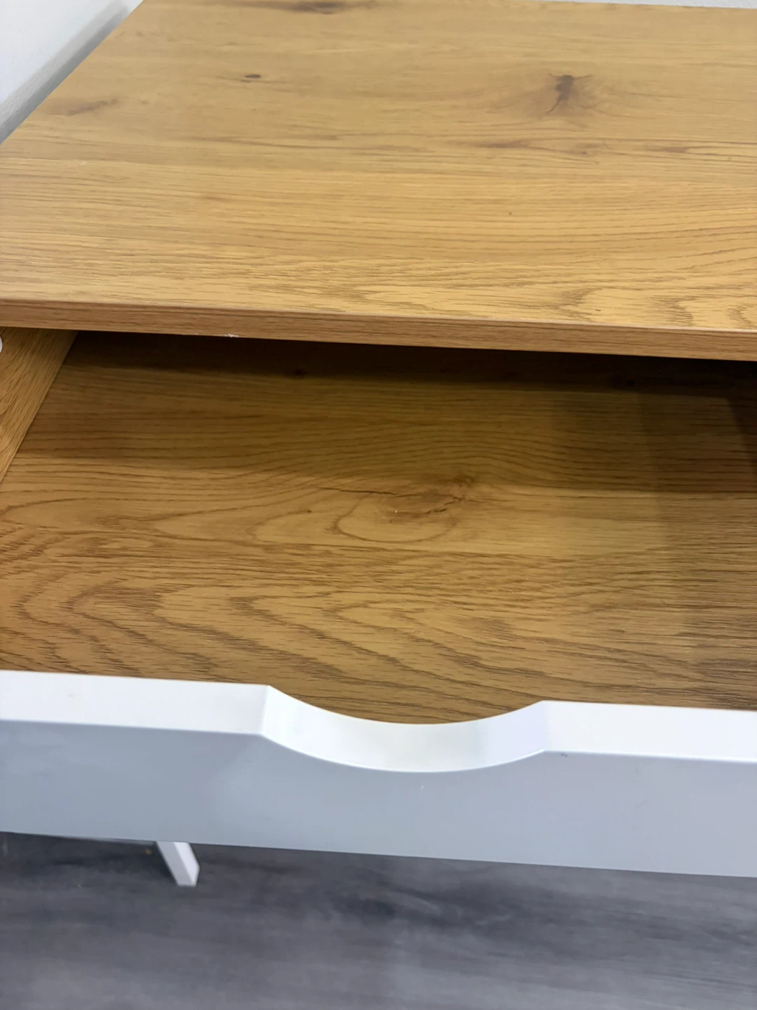 Modern Wood Top Desk with Drawer and Shelf - photo 4