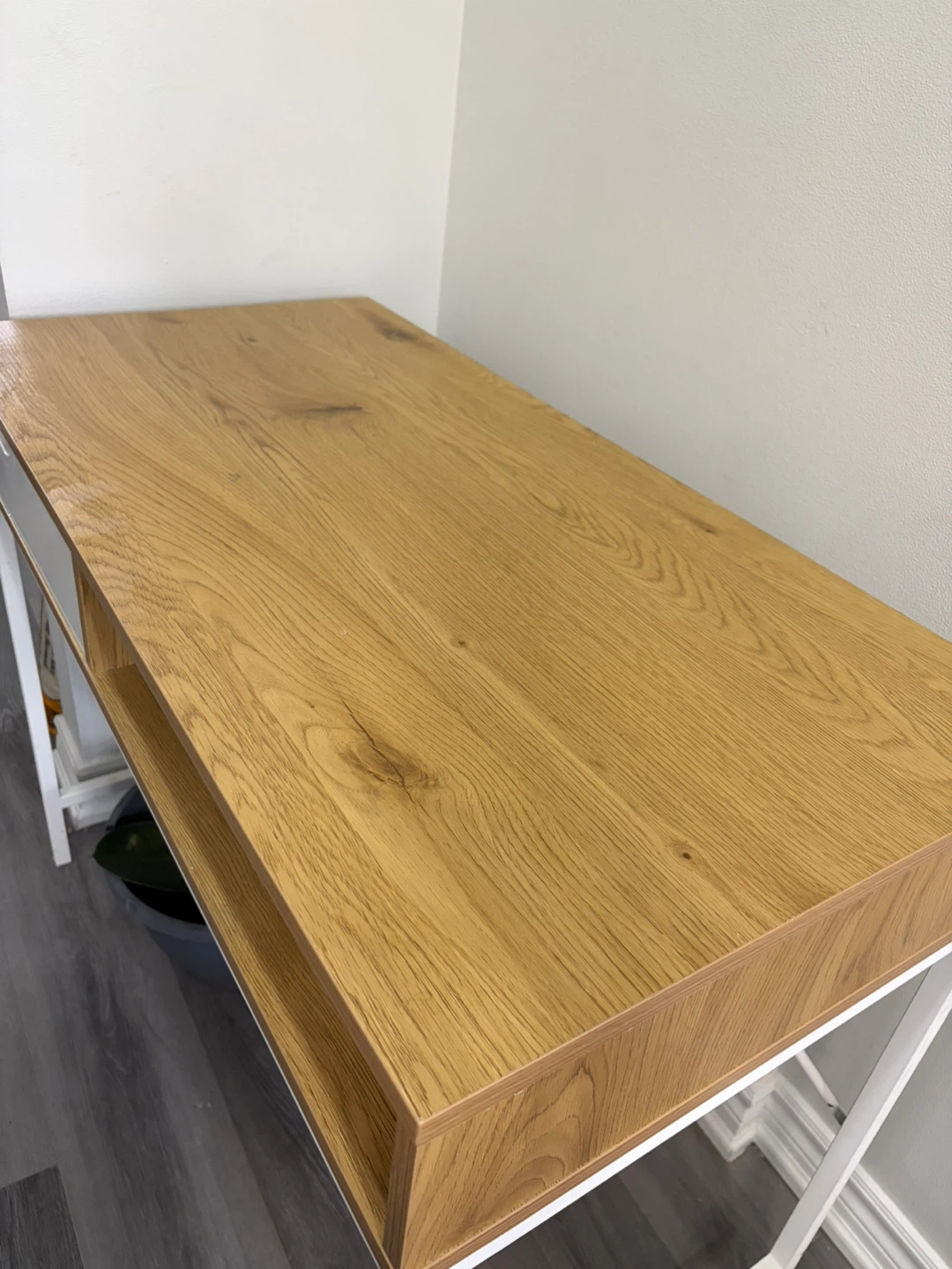 Modern Wood Top Desk with Drawer and Shelf - photo 2