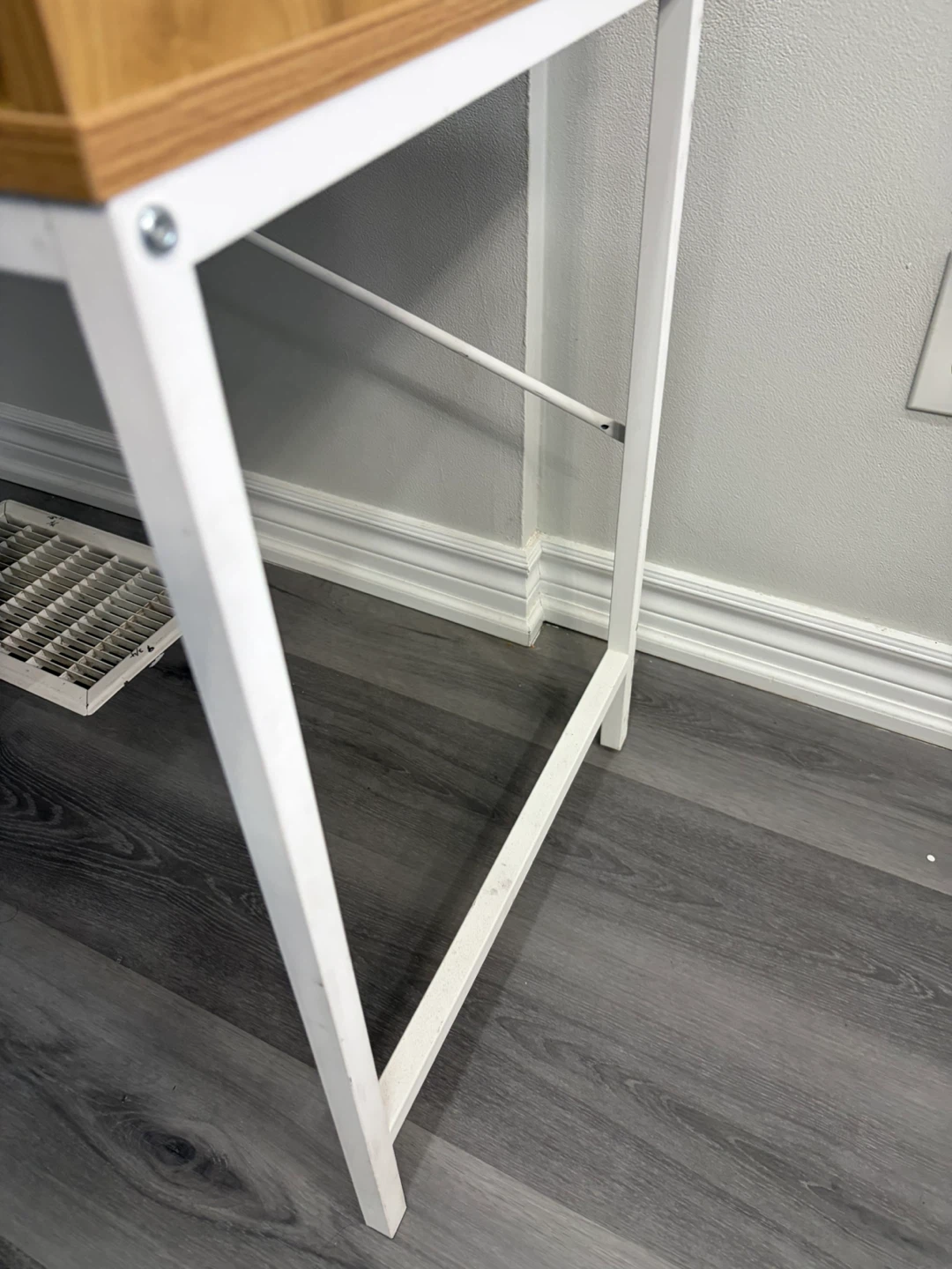 Modern Wood Top Desk with Drawer and Shelf - photo 3