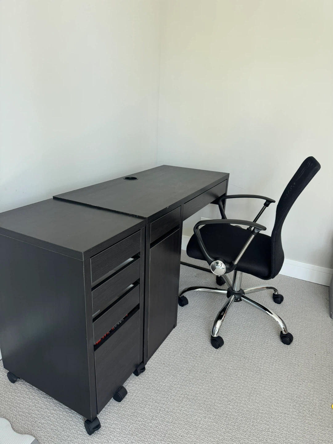 Desk with Storage Unit and chair