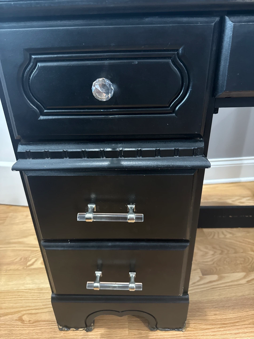 Black Vanity Desk with Crystal Drawer Pull - photo 3