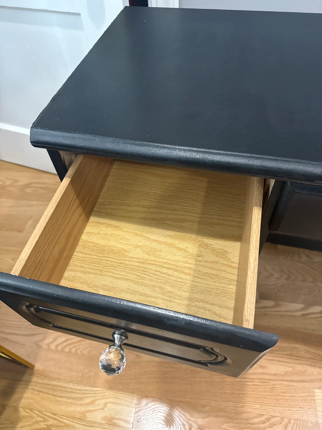Black Vanity Desk with Crystal Drawer Pull - photo 2