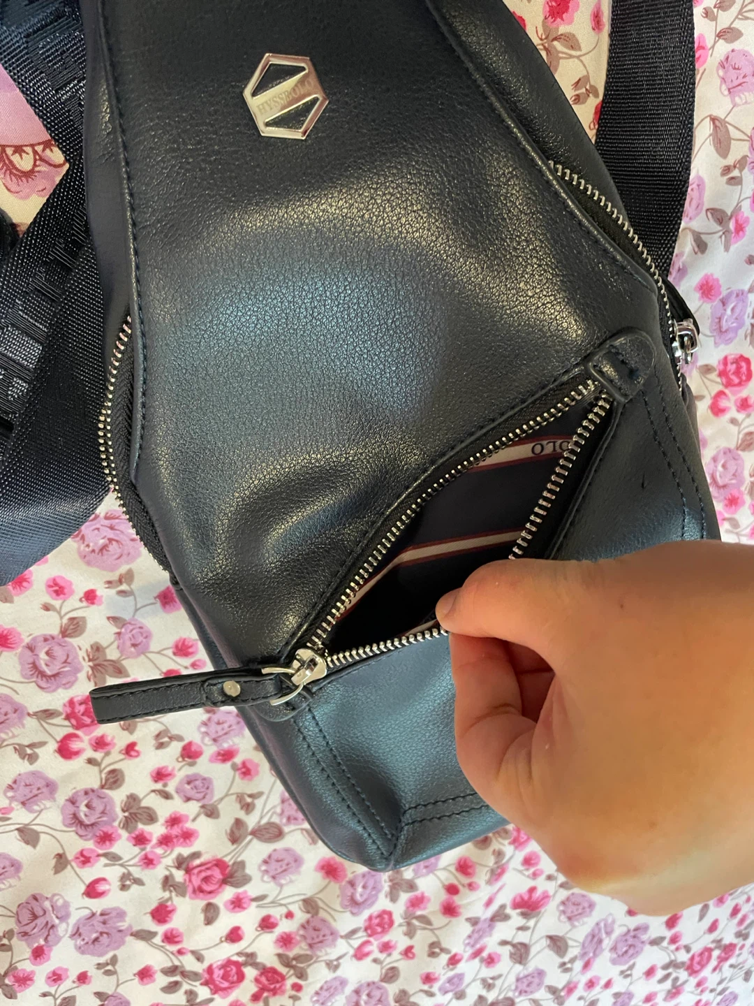 NEW Black Leather Sling Bag - photo 5