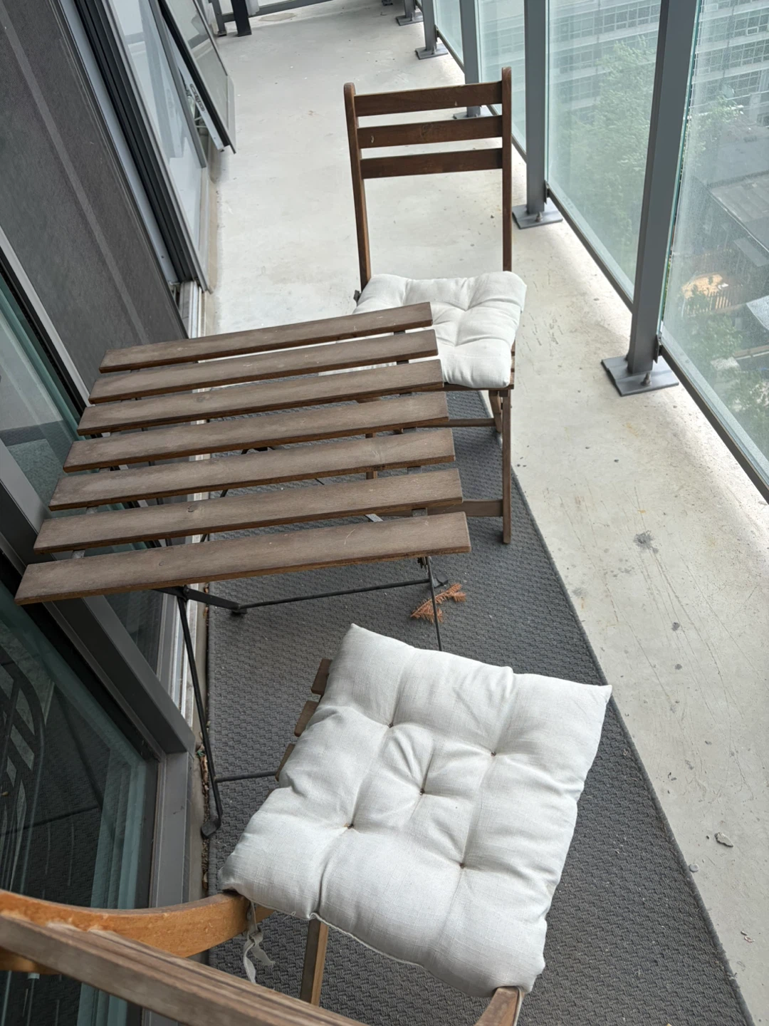 Patio Furniture - Wooden Folding Balcony Table and Chairs Set - photo 2