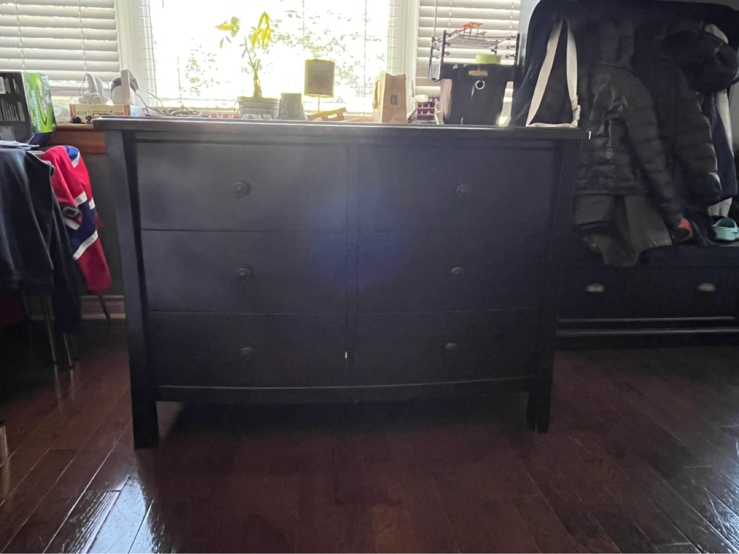 Dark Wood Dresser with 6 Drawers