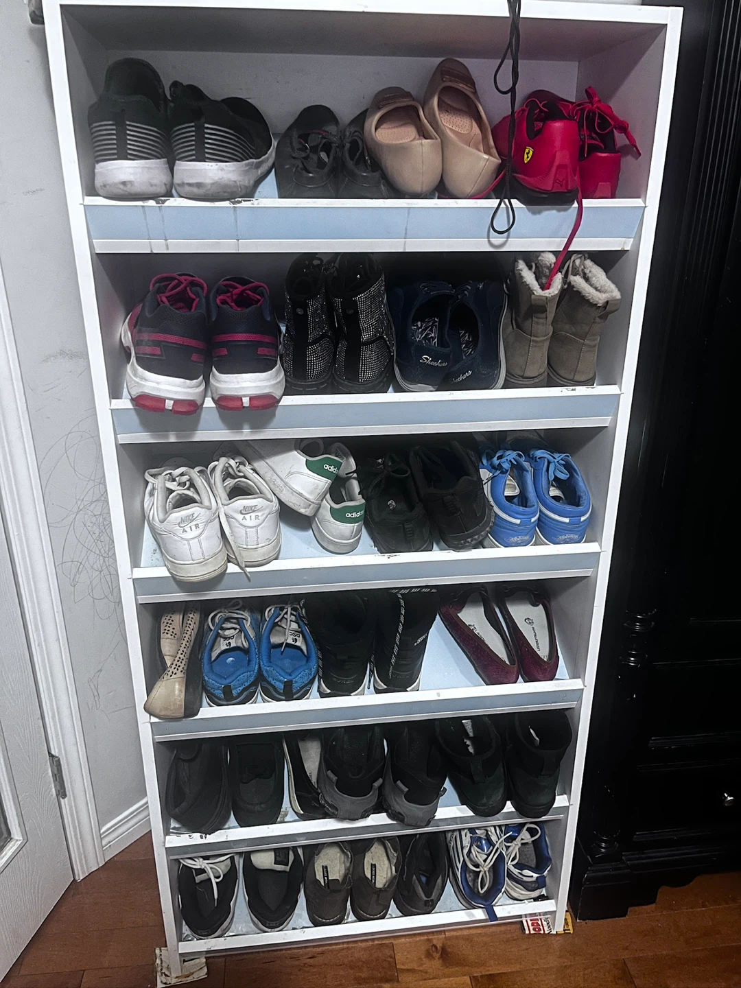 White Shoe Rack with Multiple Shoes - photo 2