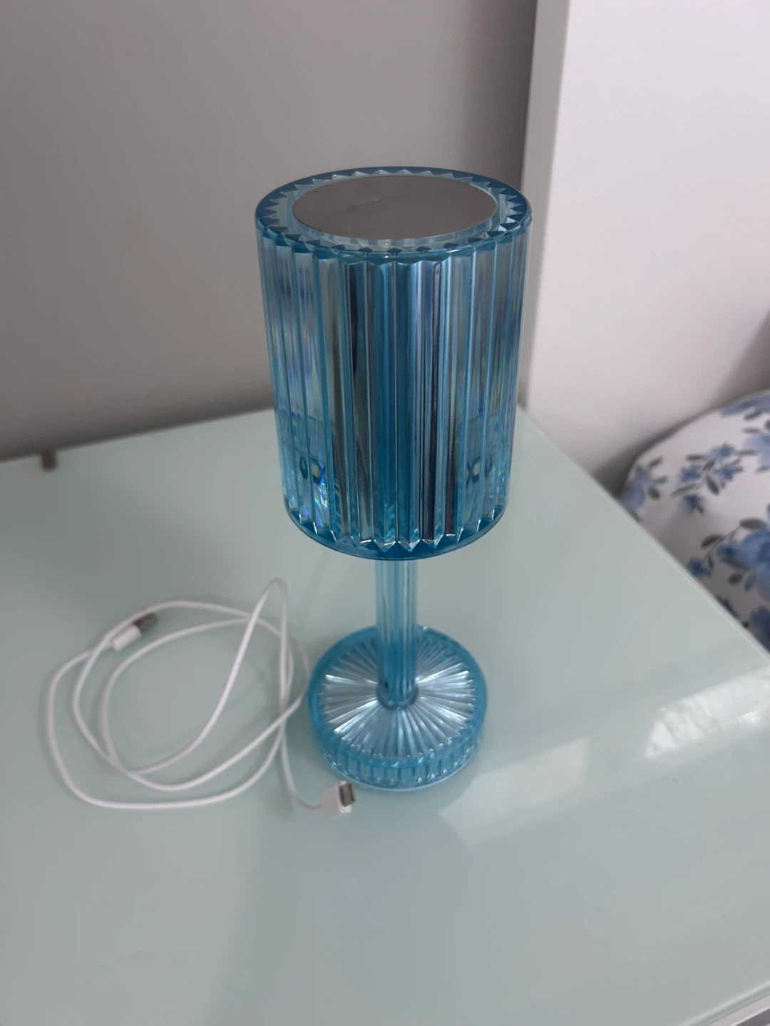 Blue Acrylic Table Lamp with USB Cable - photo 2