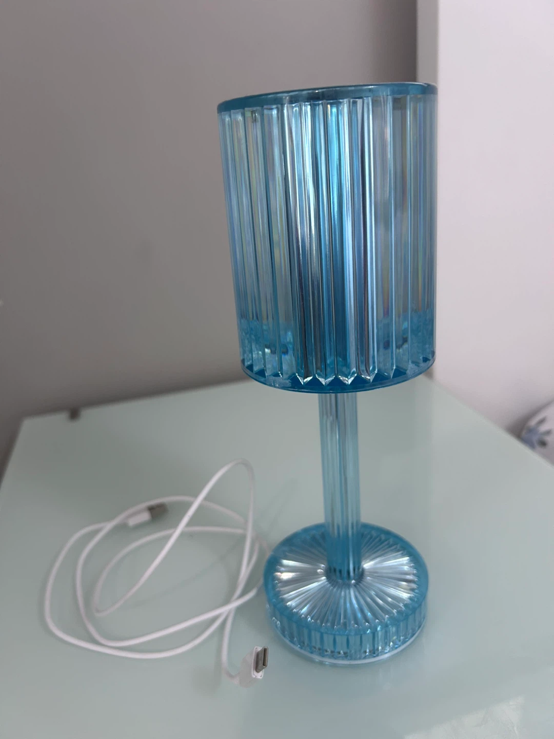 Blue Acrylic Table Lamp with USB Cable - photo 3