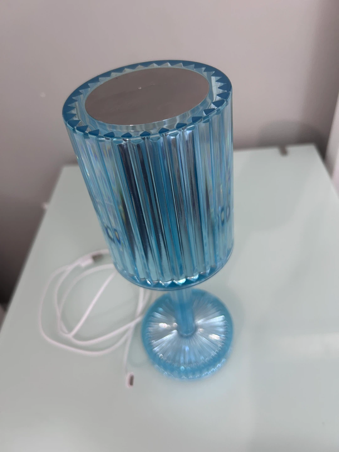 Blue Acrylic Table Lamp with USB Cable