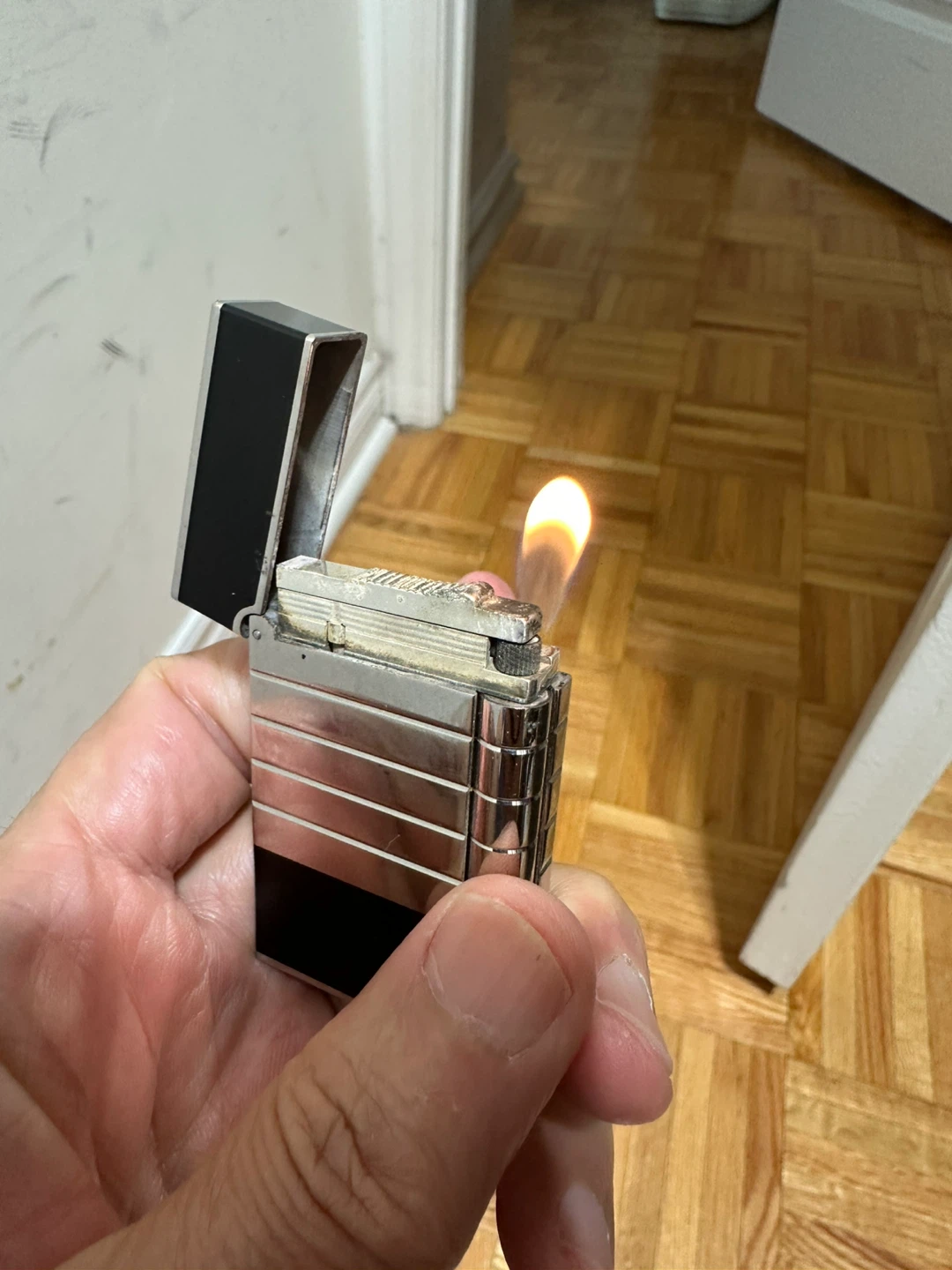 S.T. Dupont "Ping" Lighter - Black Lacquer & Palladium - photo 5