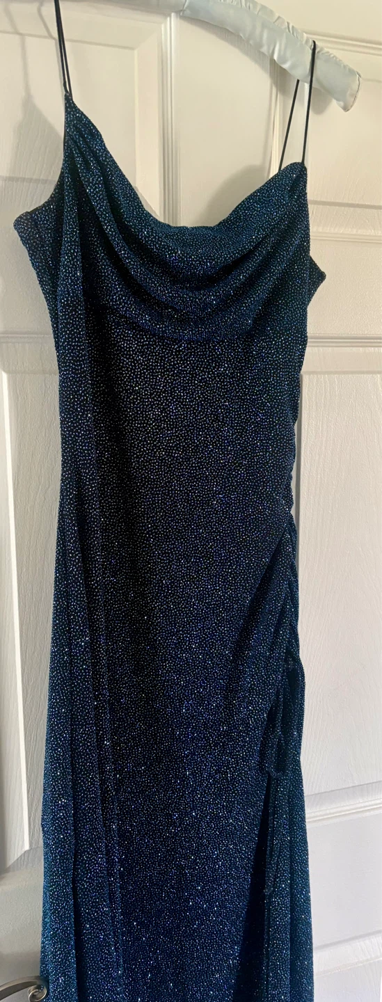 Sparkly Navy Blue Ruched Dress - Size M - photo 3