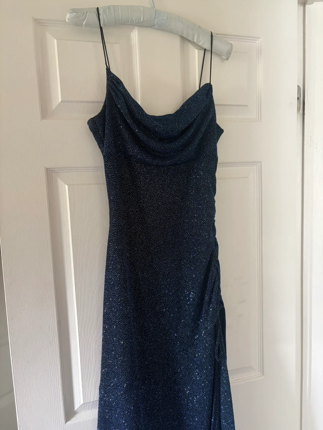 Sparkly Navy Blue Ruched Dress - Size M