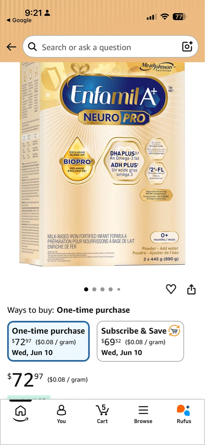 Enfamil A+ Neuro Pro Infant Formula Powder - 2 x 445g - photo 3