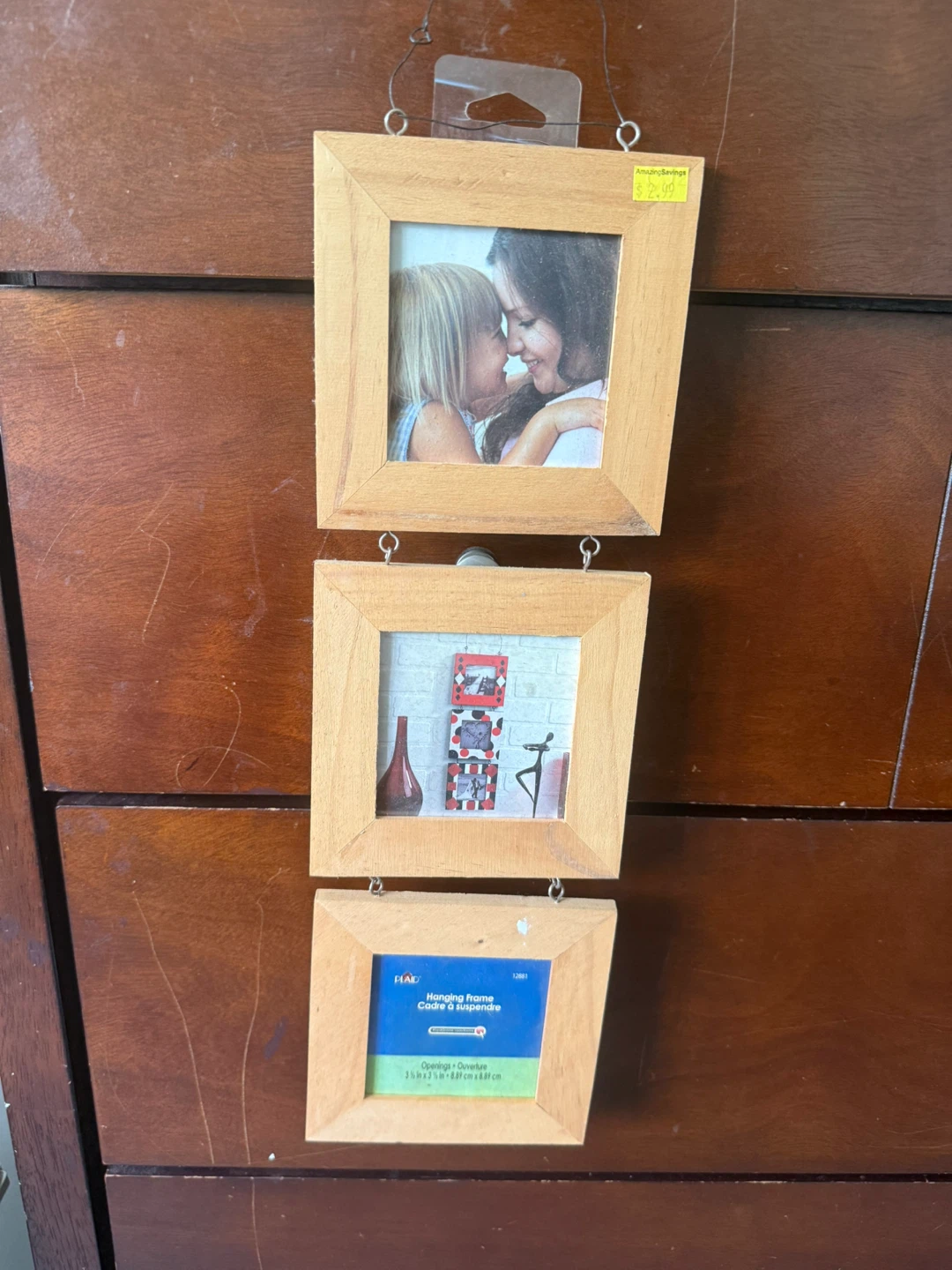 Plaid Hanging Photo Frame - 3 Opening