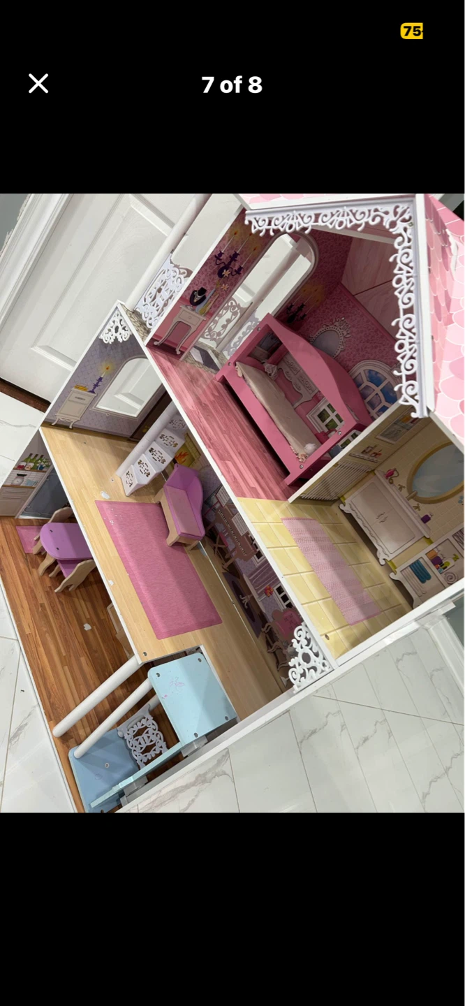 Wooden Dollhouse with Furniture
