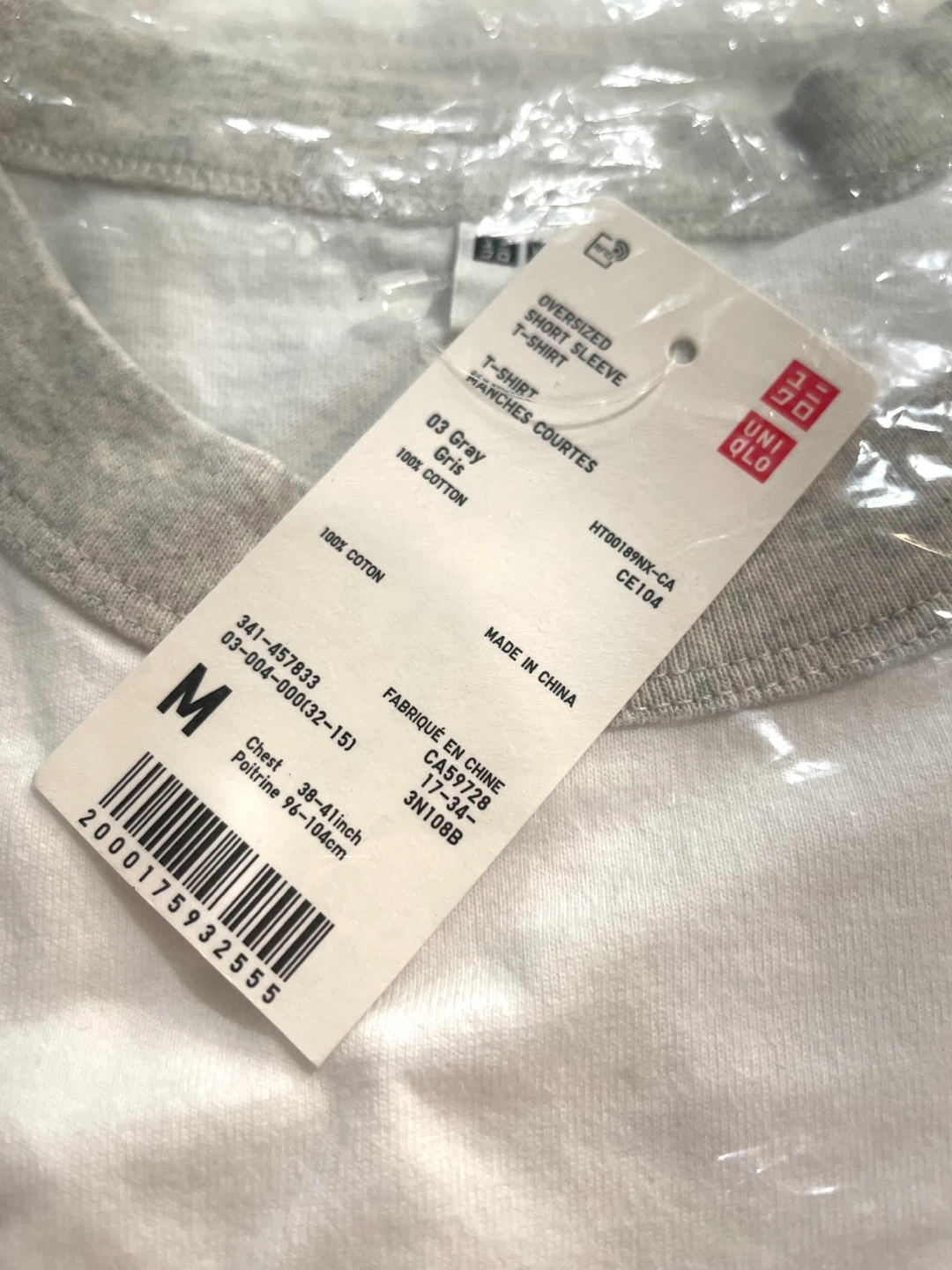 Uniqlo Short Sleeve new cash only  - Grey/White Size M