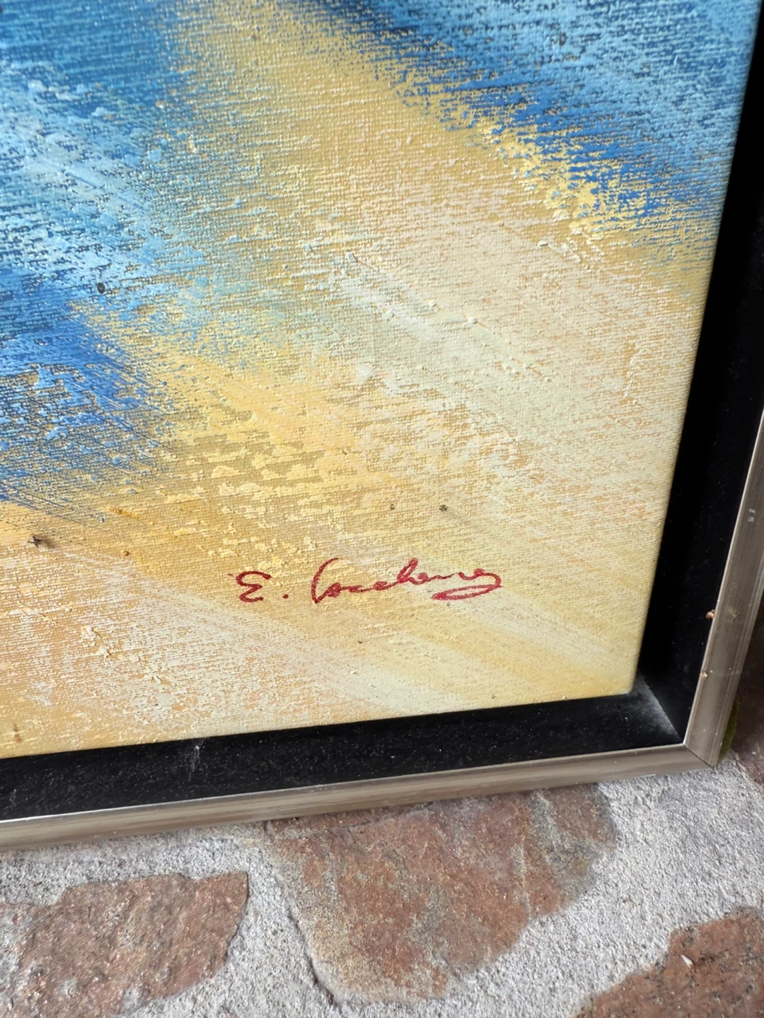 Framed Painting on canvas, Nude in Blue Signed by E. Guelong - photo 2