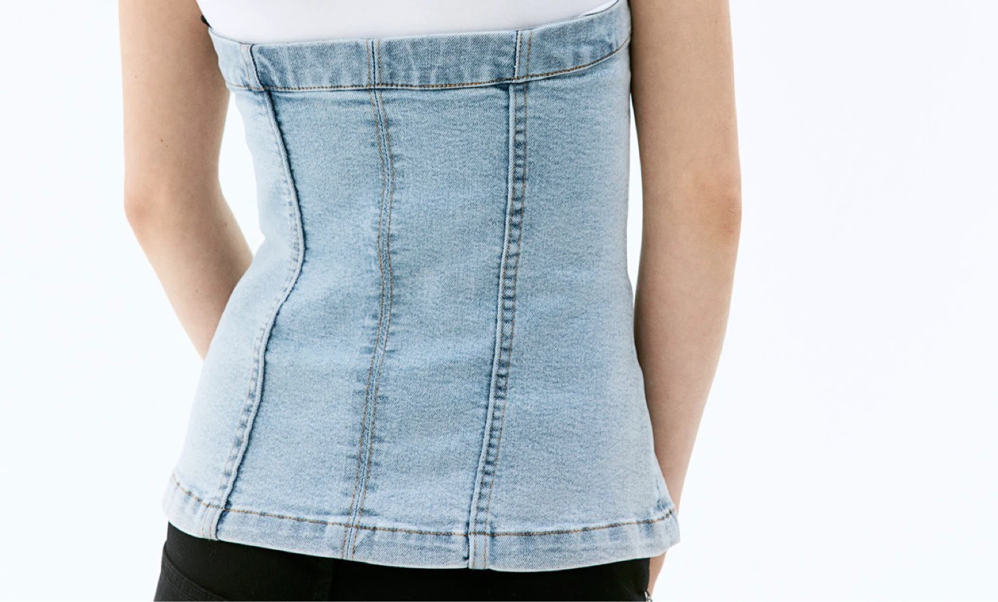 Denim Bustier Top - Size S - photo 3