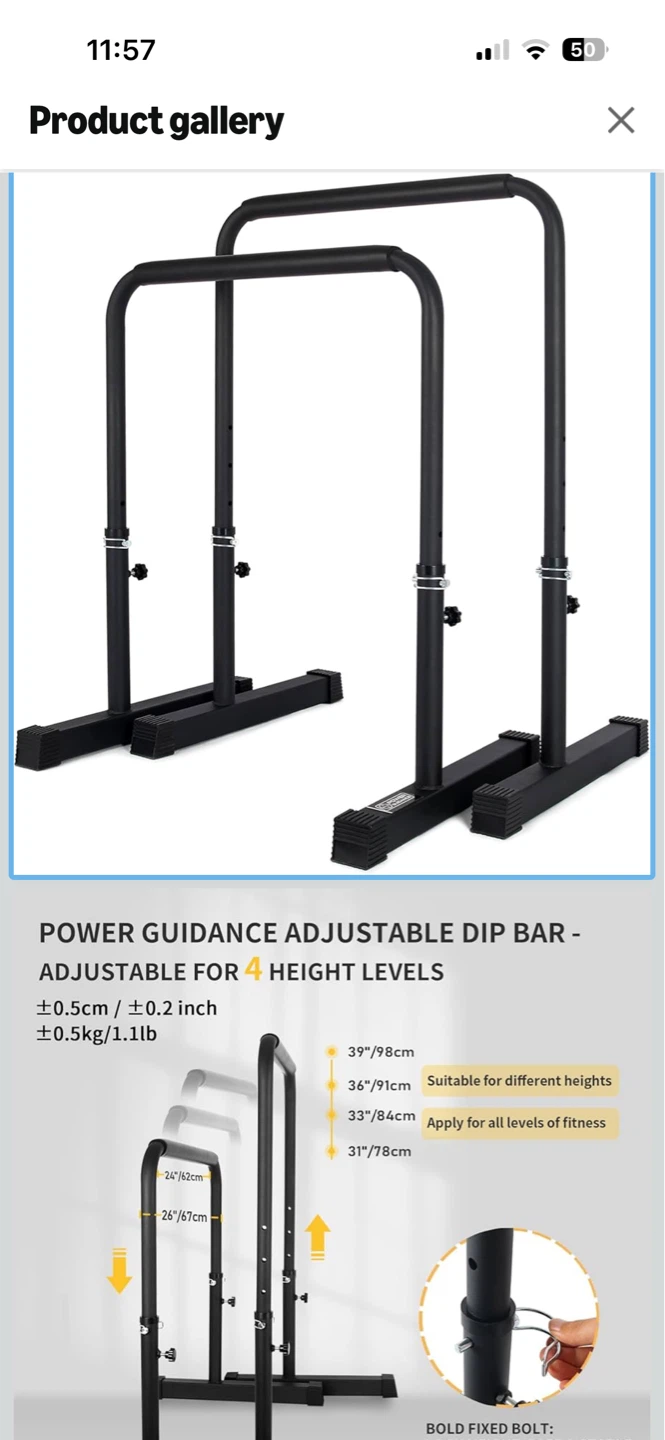 POWER GUIDANCE Adjustable Dip Bars - photo 2