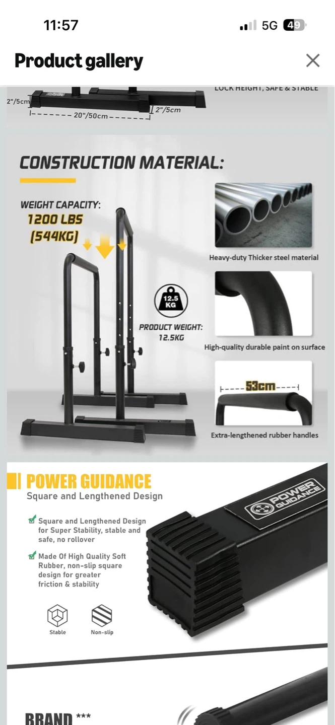 POWER GUIDANCE Adjustable Dip Bars - photo 3