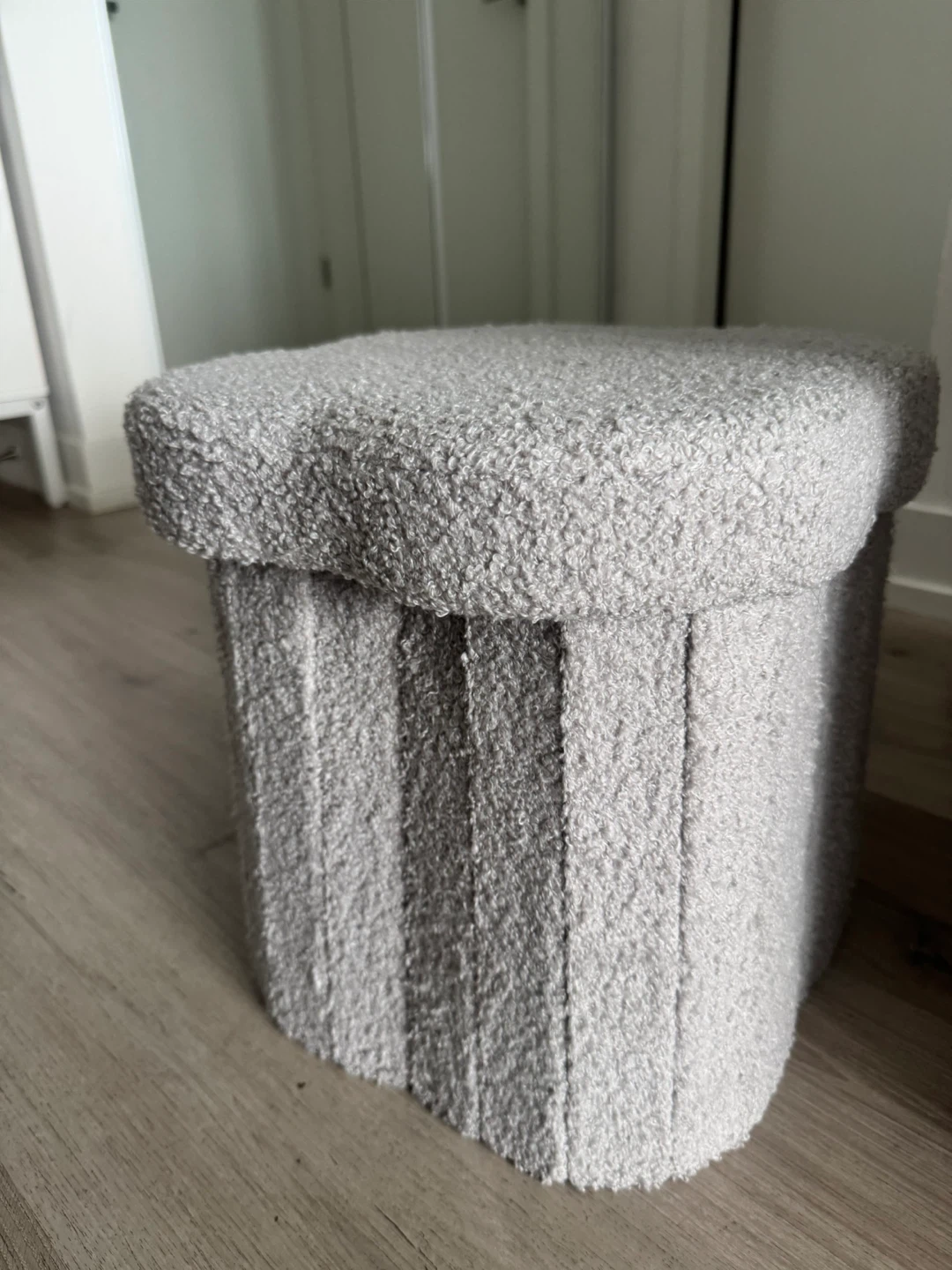 Light Grey Sherpa Storage Ottoman