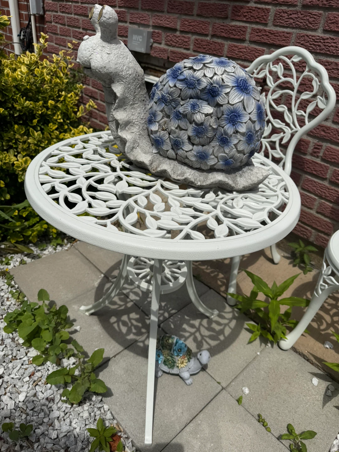 White Metal Garden Bistro Set with Snail Accent - photo 2