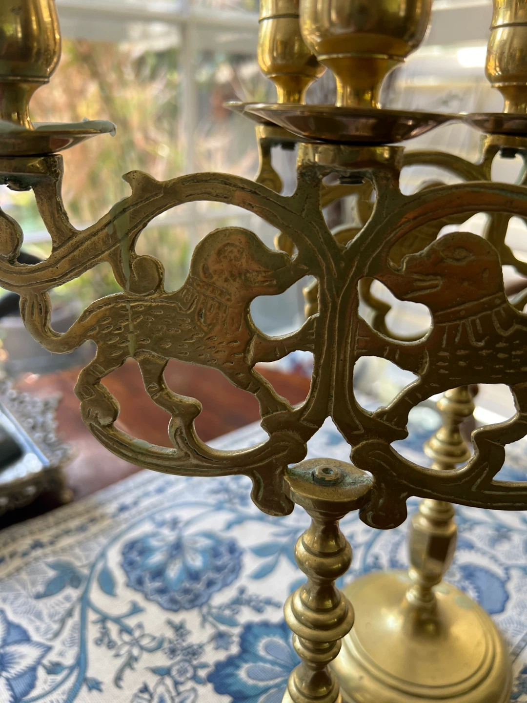 A pair of Brass Candelabra with Lion Motif - photo 3