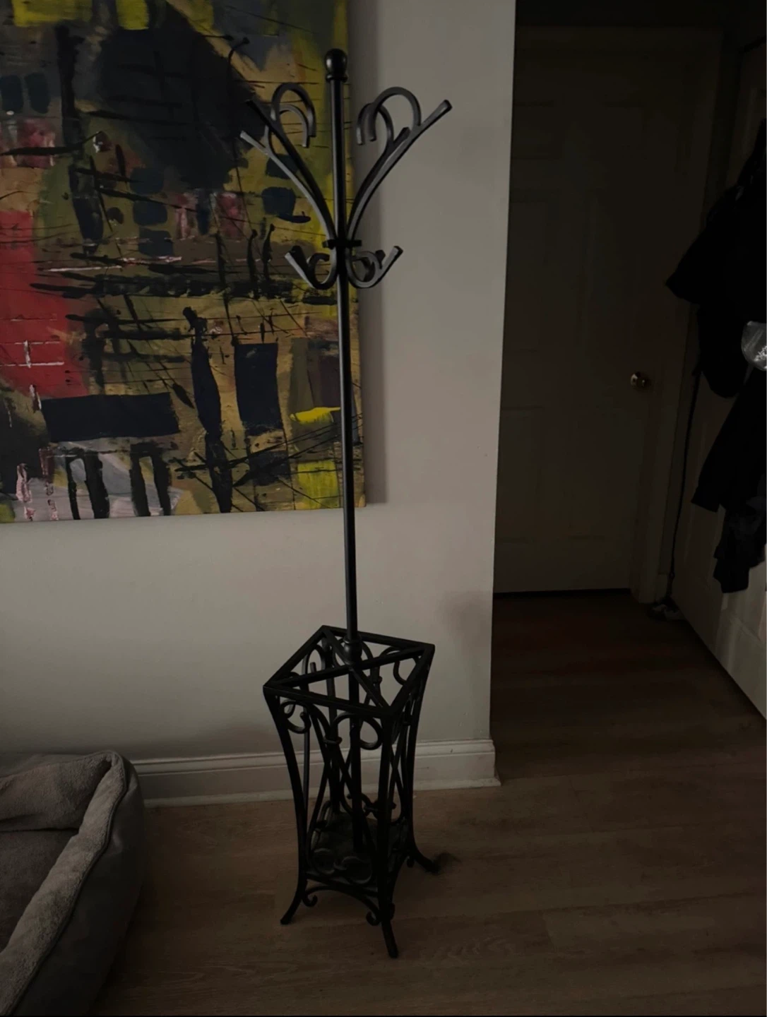 Pottery barn Black Metal Coat Rack with Umbrella Stand - photo 2