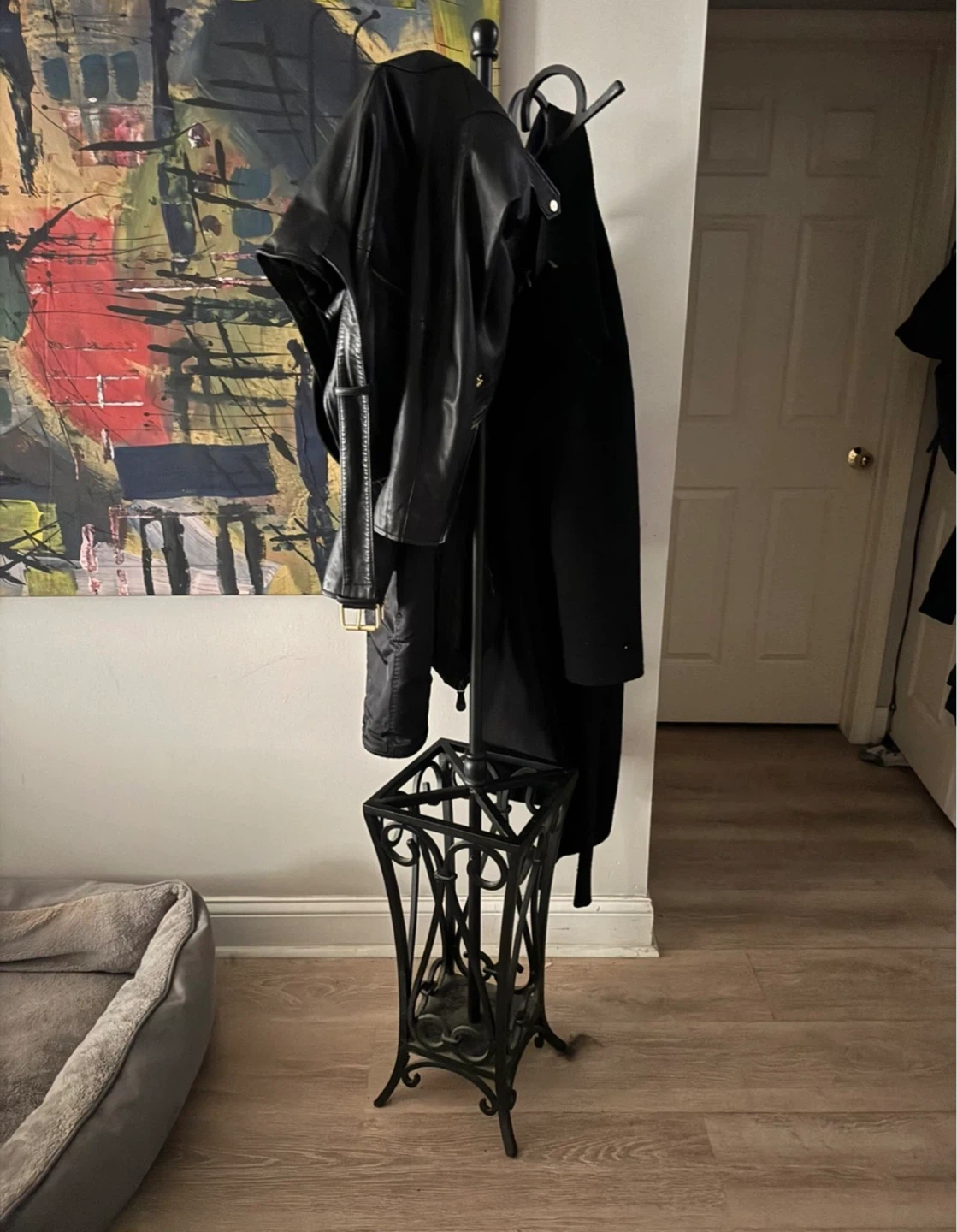 Pottery barn Black Metal Coat Rack with Umbrella Stand