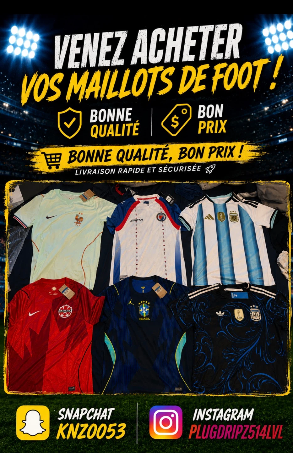 Maillots de foot de différentes équipes