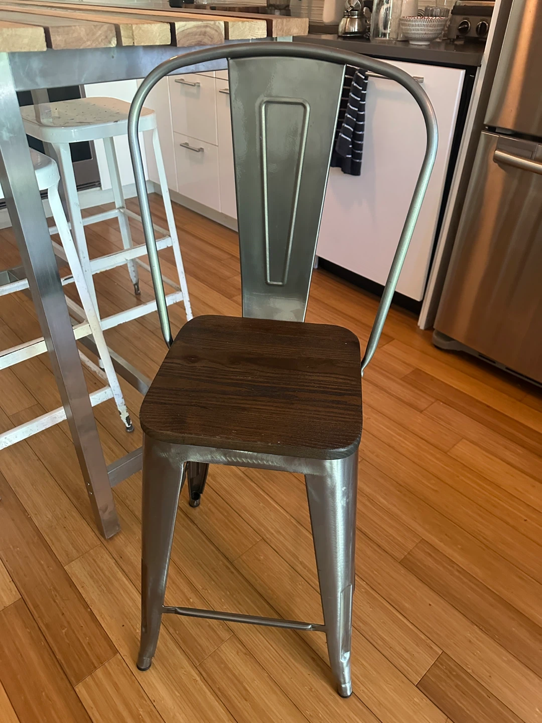 1 NEW TOLIX COUNTER HEIGHT KITCHEN ISLAND BAR STOOL WOOD STEEL