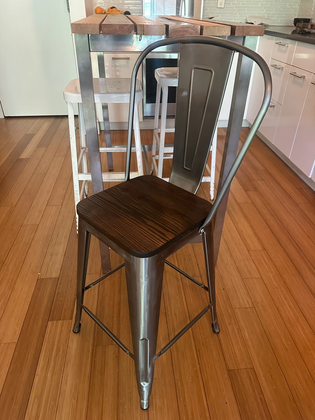 1 NEW TOLIX COUNTER HEIGHT KITCHEN ISLAND BAR STOOL WOOD STEEL - photo 2