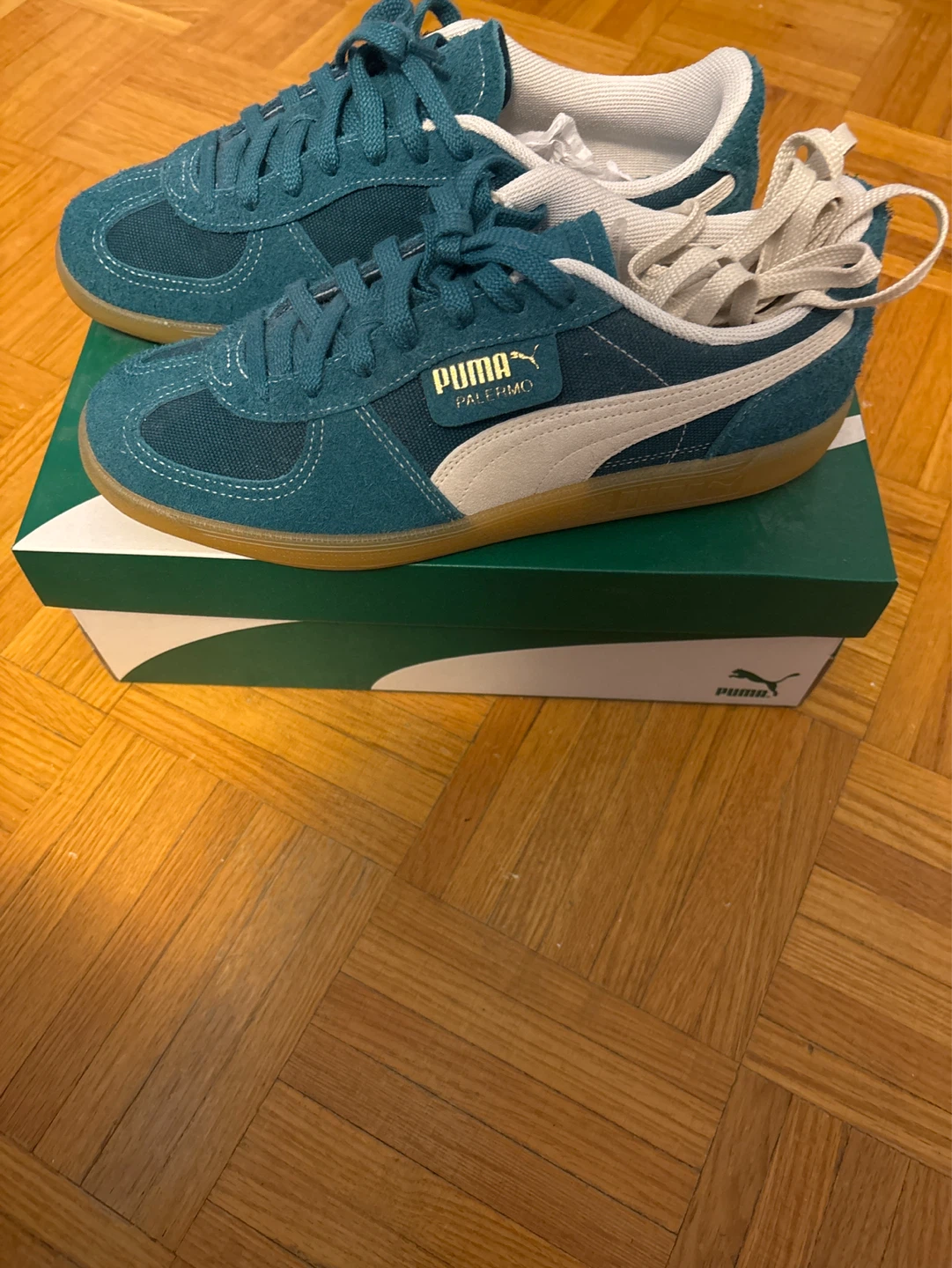 Puma Palermo Teal Suede Sneakers
