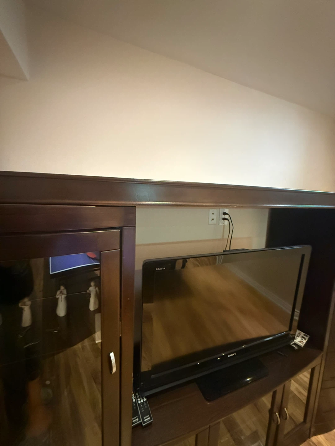 Dark Wood Entertainment Unit with Glass Doors - photo 3