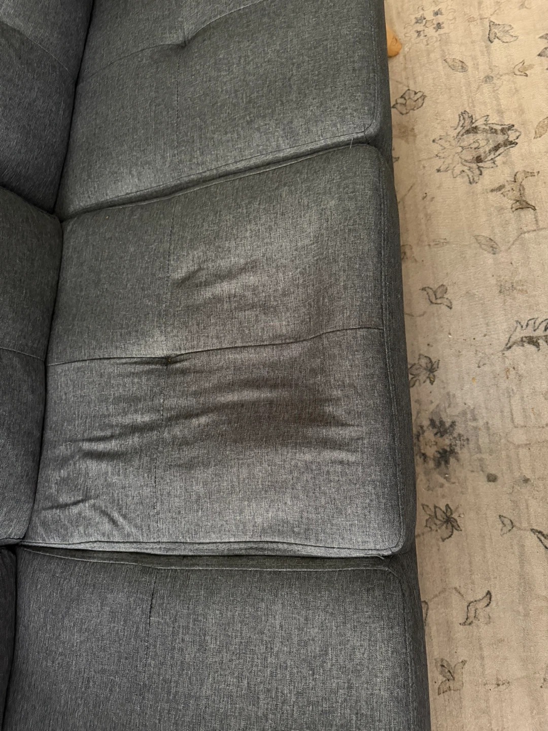Dark Gray Tufted Sofa with Side Pockets - photo 3