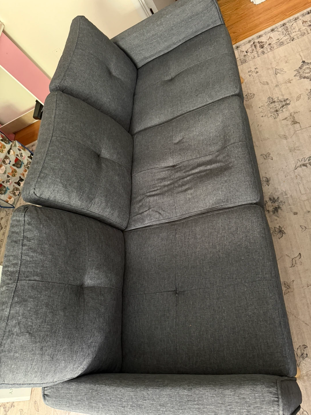 Dark Gray Tufted Sofa with Side Pockets - photo 2