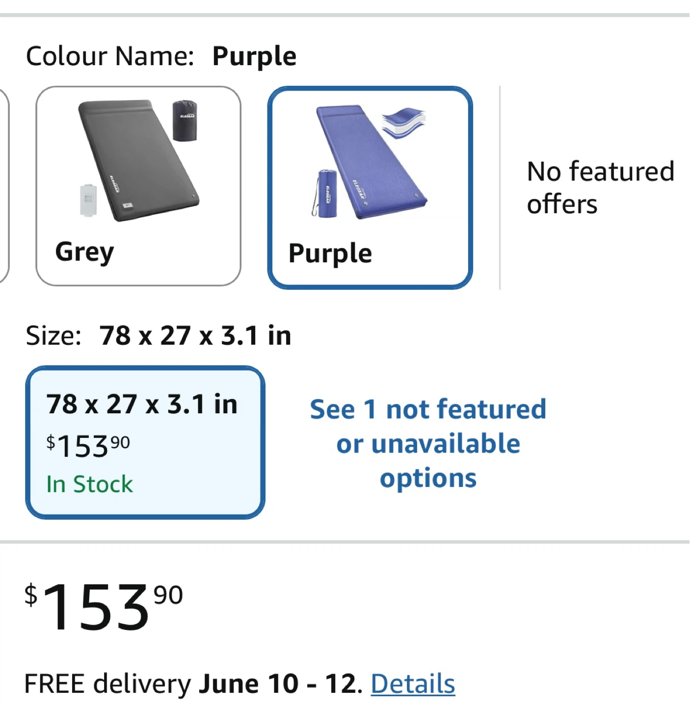Elegear Purple Memory Foam Camping Sleeping Pad - photo 3
