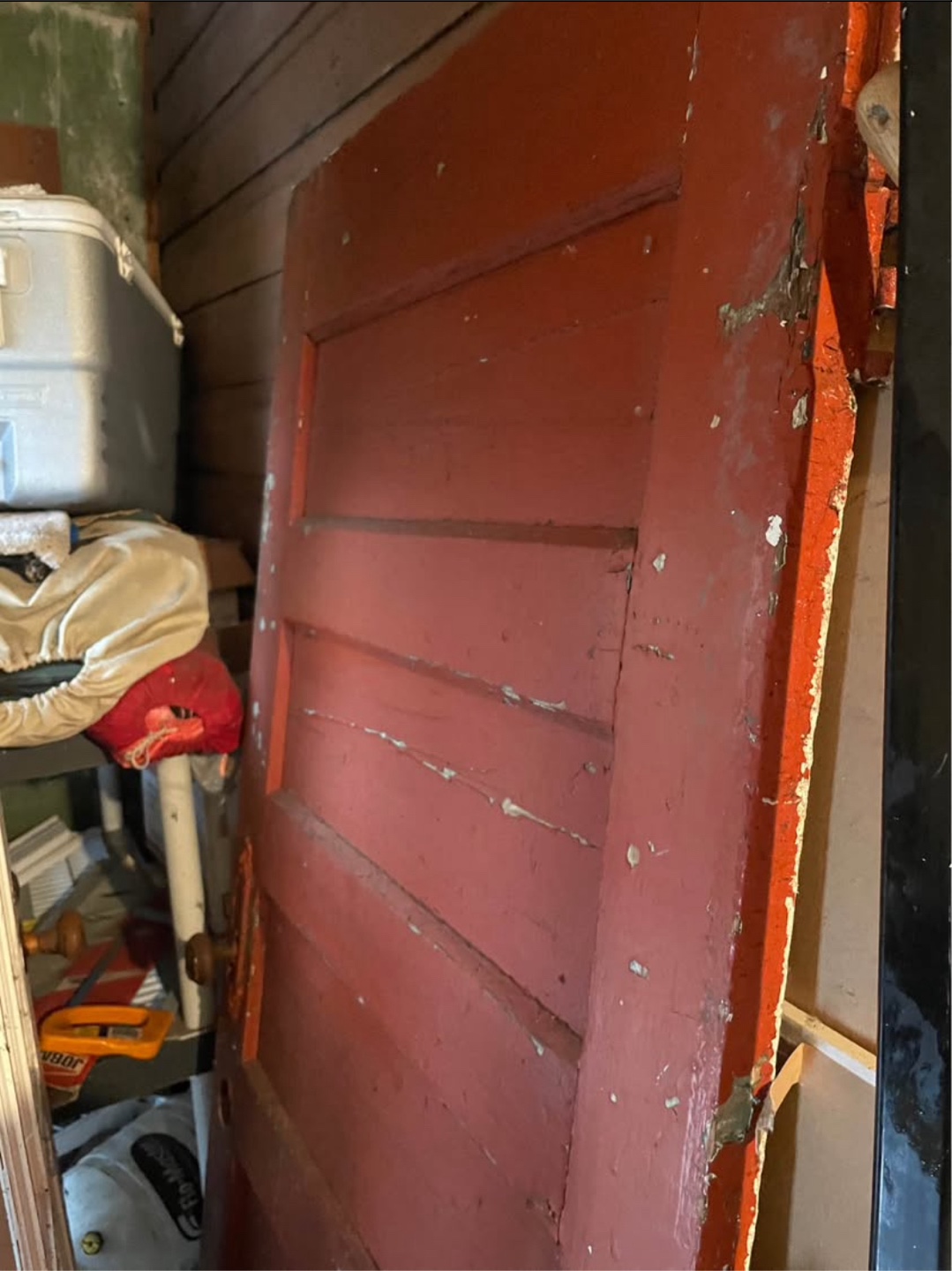 Red wooden interior door