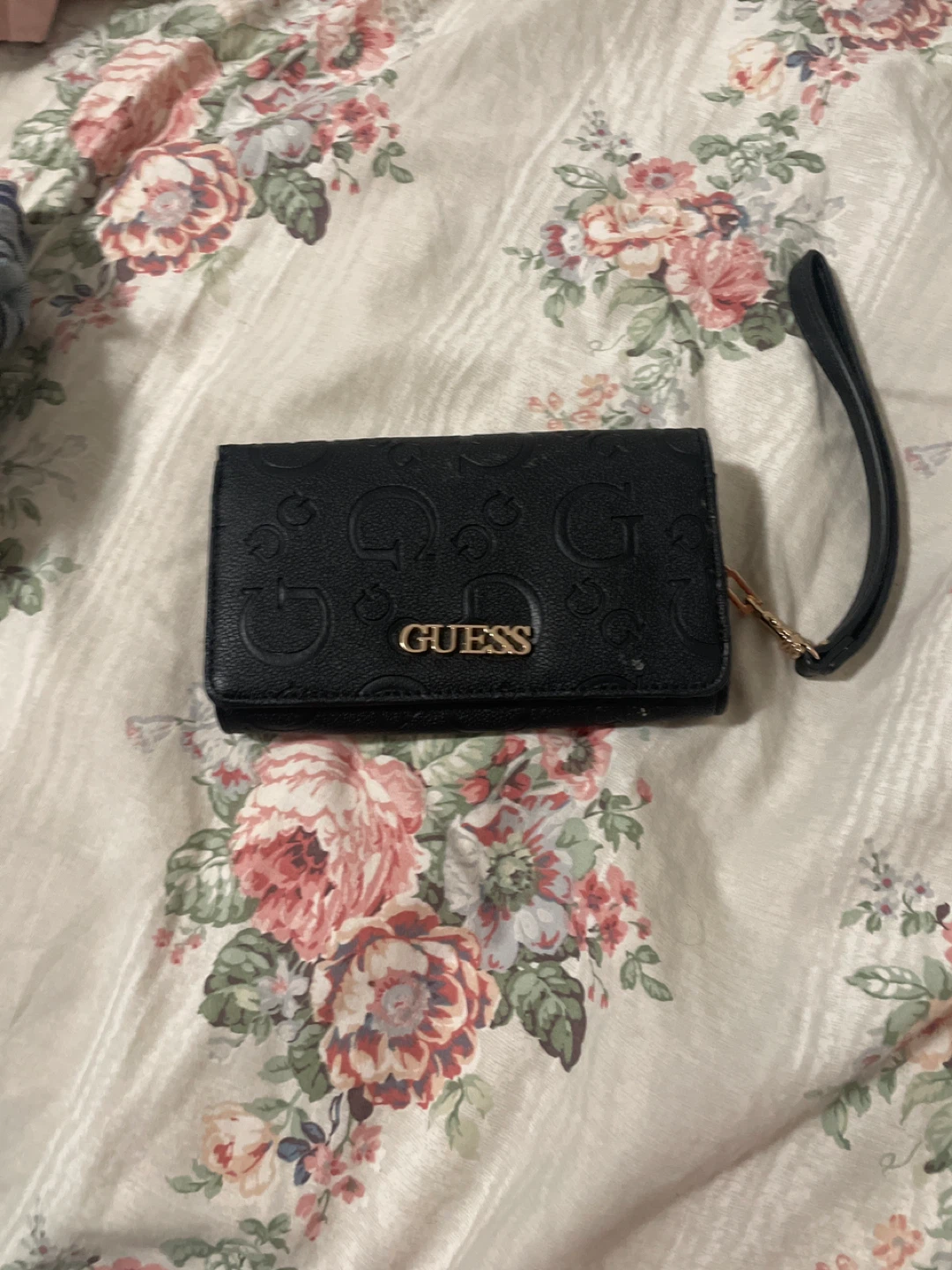 Black Guess Wallet with Wrist Strap
