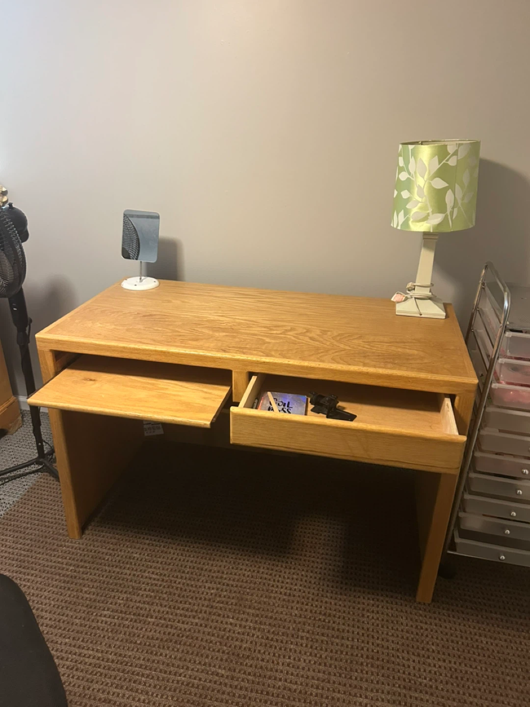 Wooden Desk with Keyboard Tray and Drawer - photo 2