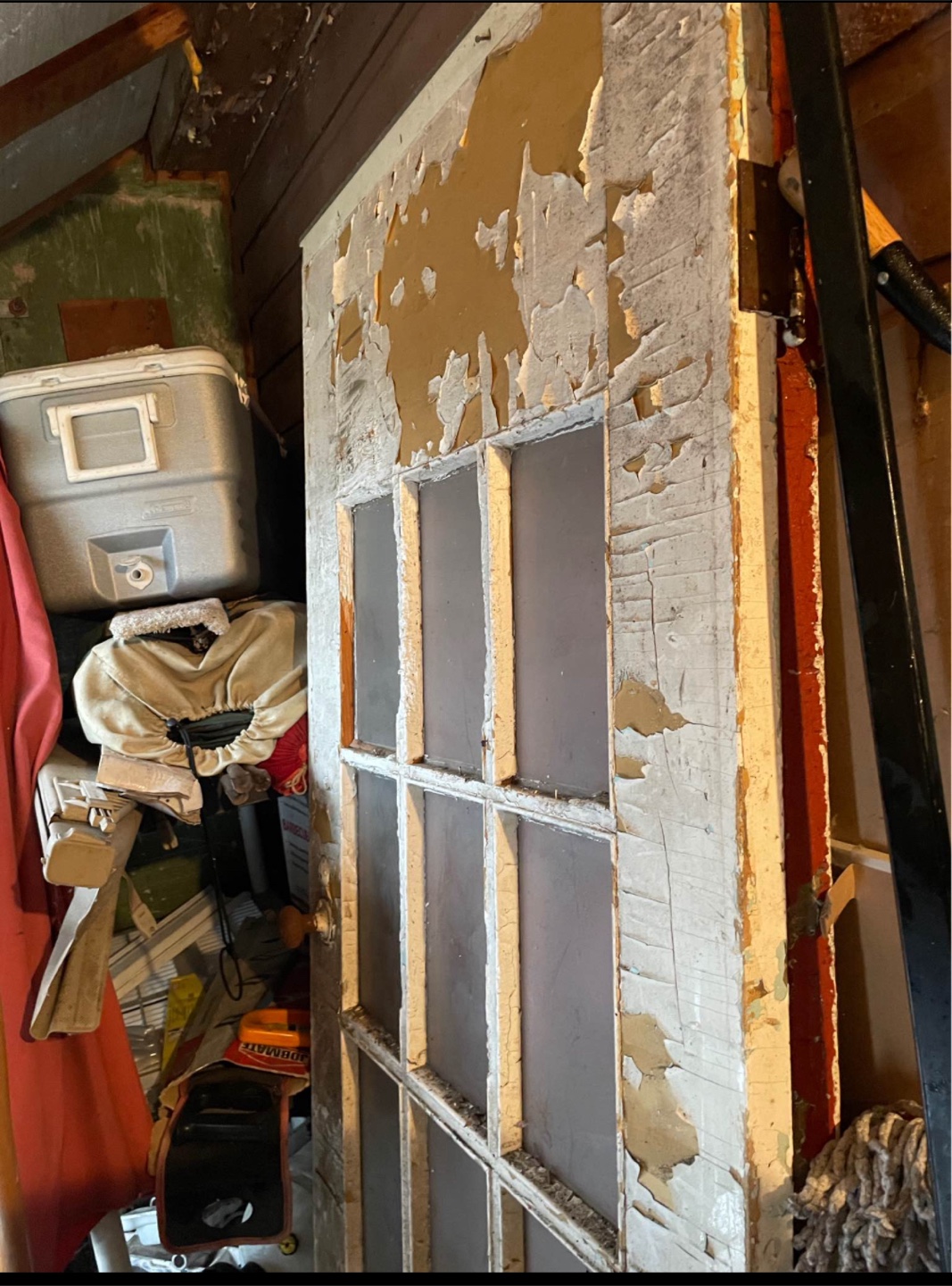 Wooden interior door with glass panes