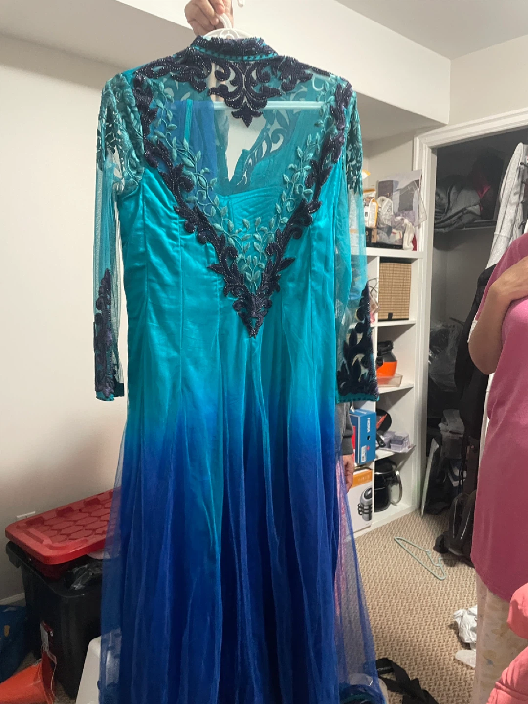 Teal and Blue Ombre Anarkali Dress