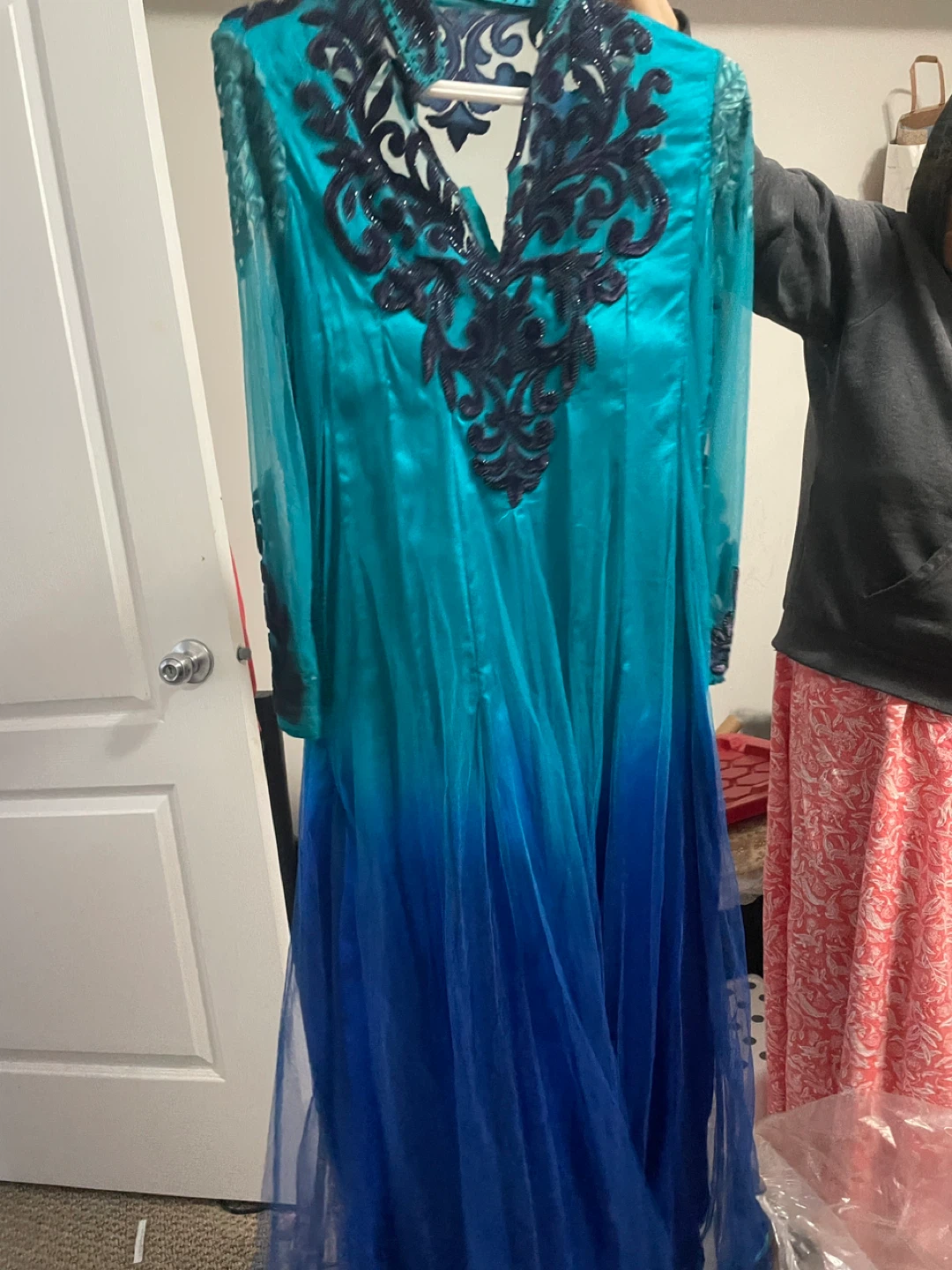 Teal and Blue Ombre Anarkali Dress - photo 2
