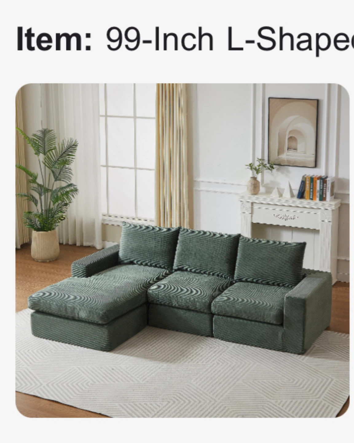 99-Inch L-Shaped Sectional Sofa - photo 4