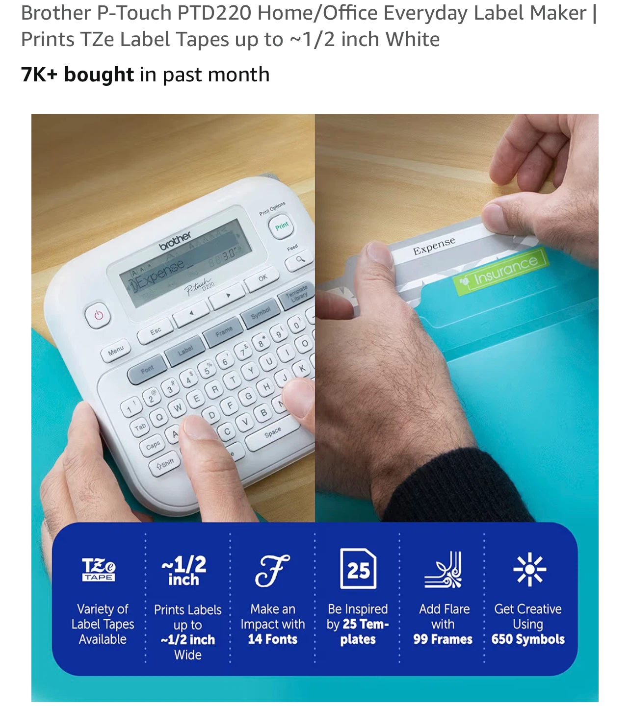 Brother P-Touch PTD220 Label Maker - photo 2