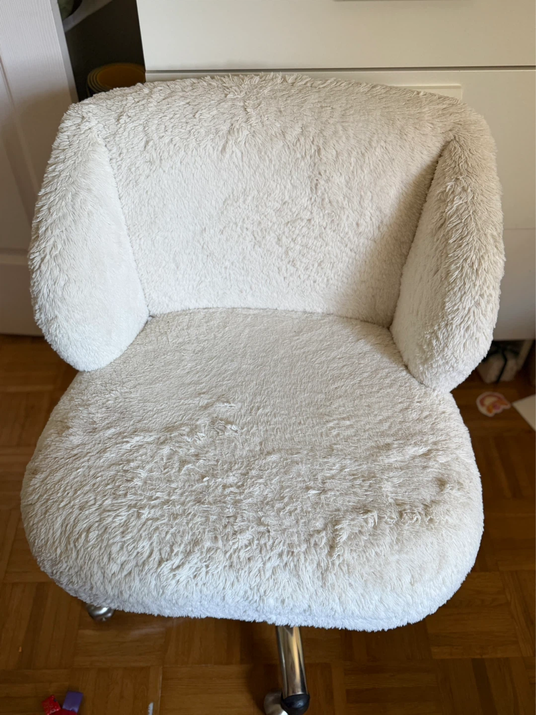 pottery barn faux fur desk chair