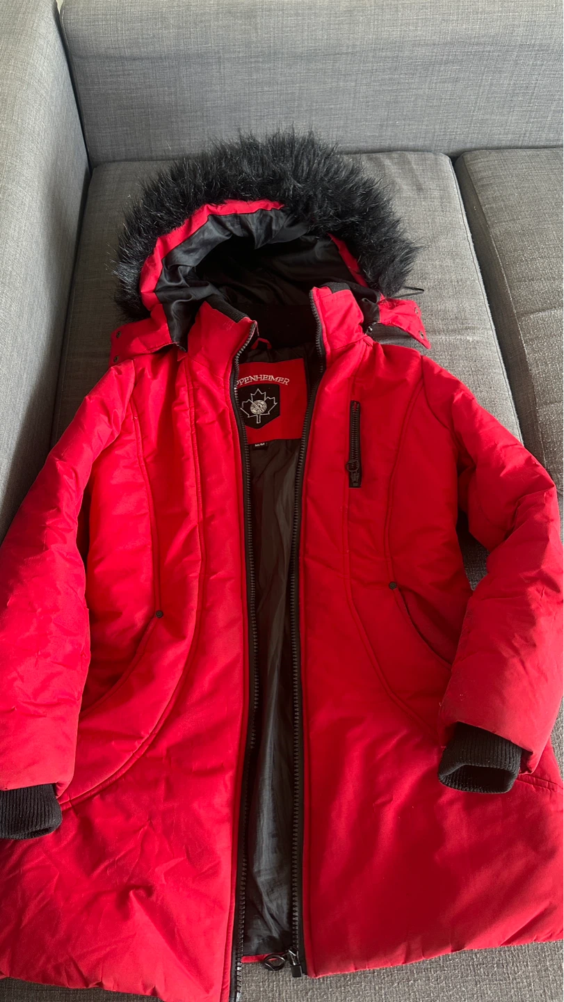 RED DOWN2EARTH COAT WITH FUR HOOD - photo 2
